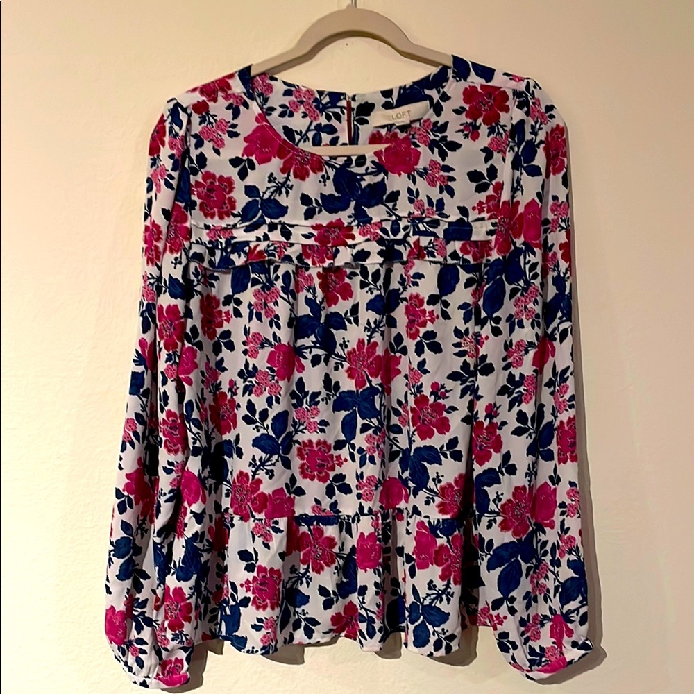 LOFT Floral Loose Long Sleeve Blouse